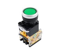 TPUOTI LA38-11/203 Interruptor de botón de reinicio momentáneo automático de alta resistencia, envío de caída de energía, verde y rojo (color: verde)
