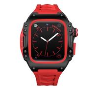 TPUOTI Para Apple watch band 44mm 45mm funda protectora de aleación de titanio Para iWatch S9 8 7 6 5 4 correa de reloj modificada(Red,45MM)