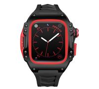 TPUOTI Para Apple watch band 44mm 45mm funda protectora de aleación de titanio Para iWatch S9 8 7 6 5 4 correa de reloj modificada(Black,45MM)