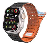 TPUOTI Para Apple Watch Band 49 mm 45 mm 44 mm 42 mm Bandas para mujeres y hombres, correa deportiva de silicona magnética para iWatch SE SE2 y Series 9/8/7/6/5/4 Ultra 2/Ultra(Black Orange)