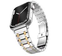TPUOTI Para Apple Watch Band Ultra Ultra2 49mm S10 42MM 46MM Series 9 8 7 45mm 41mm Pulsera de acero inoxidable Se 6 5 4 44mm 40mm 42mm 38MM Correas de reloj(Silver Gold,38/40/41mm)