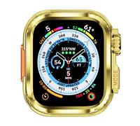TPUOTI Para caja de reloj Apple Watch 44mm 45mm 46mm 42mm 49mm Caja de reloj de metal(Bright Gold,44mm)