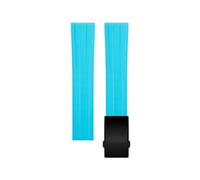 TPUOTI Para correa Omega 300 007 pulseras de reloj de buceo 20mm FKM caucho fluorado nueva correa de reloj 20mm, 21mm, 22mm, 18mm, 19mm(Light Blue Black Buckle,19mm)
