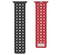 TPUOTI Perforado transpirable para Apple Watch Ultra1/2 banda 42/44/45/49 mm, correa de 38/40/41 mm(Black red,38/40/41MM)