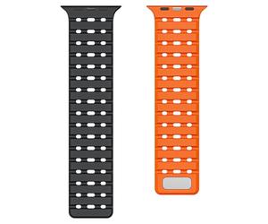 TPUOTI Perforado transpirable para Apple Watch Ultra1/2 banda 42/44/45/49 mm, correa de 38/40/41 mm(Black orange,38/40/41MM)