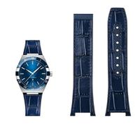TPUOTI Pulsera con base de silicona de cuero genuino para la serie Omega constellation Perfect Observatory 131.13 correa de reloj serie Manhattan(Blue NO)