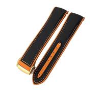 TPUOTI Pulsera de reloj de 20mm, 21mm y 22mm para Omega 300 SEAMASTER 600 PLANET OCEAN, correa con hebilla plegable, correas de reloj de nailon, silicona y caucho flúor(Black orange-gold,20mm)