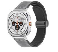 TPUOTI Pulsera de silicona de cuero para Samsung Galaxy Watch Ultra 47mm banda magnética Correa deportiva para reloj ULTRA7 47mm sin espacios(Black Gray)