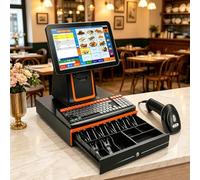 Tpv Comercio Para Restaurantes Y Comercios, Caja Registradora Táctil De 15,6" Con Cajón Portamonedas, Escáner De Códigos De Barras E Impresora Térmica Integrada, i5 8GB RAM 128GB SSD Black