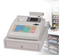TPV Electrónico Caja Registradora con 48 Teclas,8 LED Digital Bandeja de Dinero Extraíble e Impresora Térmica,White-220V