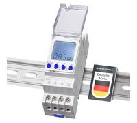 TPW2 - Temporizador digital de 2 canales para riel para montaje en armario de control - Pantalla LCD iluminada - Temporizador semanal con 80 programas - Programa semanal / diario Temporizador y pulso