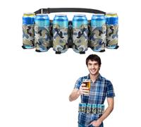 TPZORJX 1 cinturón de cerveza, 6 portabotellas o porta latas de cerveza, cinturón portátil, ajustable portabotellas de cerveza cinturón de vino, para camping,despedidas de soltero(camuflaje caqui)