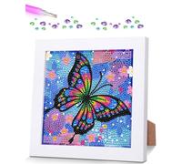 TPZORJX 1 deseo infantil cuadro diamante mariposa, cuadro diamante con marco de madera, juego mariposa 5D DIY, cuadro cuadro diamante, arte artesanal como regalo para niñas, para el salón