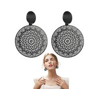 TPZORJX 1 par Boho Negro Pendientes Florales Vintage Dot Studs Encaje Disco Gota Pendientes Colgantes Único Geométrico Tatuaje Encaje Pendientes Declaración Pendientes Redondos Joyería Para Mujeres