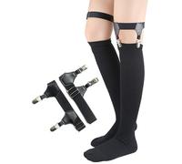 TPZORJX 1 par de ligas para calcetines: calcetines para hombre, tirantes ajustables, soporte para calcetines negro, calcetines de jardín, clip antideslizante ajustable para hombres (negro)