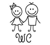 TPZORJX 1 Piece Bathroom Door Cartoon Sticker, 17 * 13cm, Bathroom Door Pattern for Girls and Boys, Bathroom Self-Adhesive Decorative Toilet Wall Stickers, WC Logo