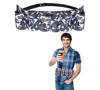 TPZORJX 1 Piece Beer Belt, 6 Beer Bottle or Can Racks, Portable Belt, Adjustable Beer Rack Wine Belt for Camping, Festivals, Bachelor Parties, Men's Mardi Gras Party (camuflaje gris)