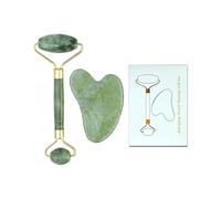 TPZORJX 1 Set de Rodillo Facial de Jade Gua Sha y Cuarzo, 100% Natural, Antiarrugas, Reafirmante y Nutritivo de la Piel, Herramienta de Masaje Natural para Rejuvenecimiento y Relajación (Jade)