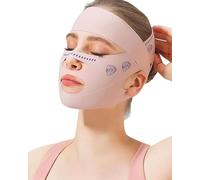 TPZORJX 1 x Mascarilla Lifting Medio Rostro, Mascarilla V-Face de Presión, Mascarilla Facial Lifting de Doble Capa, Mascarilla para Dormir para Mentón Doble y Piel Facial Flácida (Impresión Rosa)