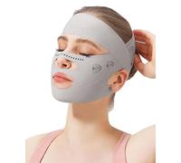 TPZORJX 1 x Mascarilla Lifting Medio Rostro, Mascarilla V-Face de Presión, Mascarilla Facial Lifting de Doble Capa, Mascarilla para Dormir para Mentón Doble y Piel Facial Flácida (Impresión Gris)
