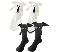 TPZORJX 2 pares de calcetines magnéticos divertidos,calcetines divertidos, calcetines 3d mano en la mano para mujeres hombres, par unisex divertido con las manos, fantasma calcetines para pareja
