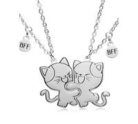 TPZORJX 2 pcs collar BFF,Collar de Gato,Colgantes de mejores amigas,pareja amistad enamorado colgante grabado,Collar con Colgante de Hermanas Regalo de joyería de Amistad,para Amigos, Amantes