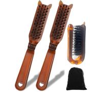 TPZORJX 2 Piezas Cepillo de Pelo Plegable de Viaje,Mini Cerdas de Jabalí Cepillo de Pelo Portátil con Bolsa Terciopelo para Cabello Rizado,Hombre Barba