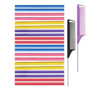 TPZORJX 20 pcs Rulos para el Pelo Varillas Twist Flex Rodillos Rizador Pelo Sin Calor Flexibles para el Cabello Rodillo de Espuma Rizadores para el Cabello Rizador Pelo Sin Calor Sin Daños,y 2 Peine