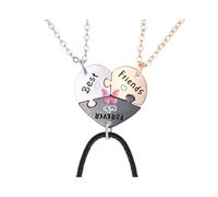 TPZORJX 3 Piezas Collar de Pareja BFF Colgante, Grabado Mejores Amigos para Siempre y Siempre Corazón en forma de Puzzle Collar de Amistad Hermanas Amigas Regalo (Oro Plata Negro)