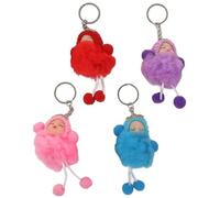 TPZORJX 4 pcs Llavero de Peluche,Personalizado Llavero Pompon Suave y Bonito Llavero Coche con Anillas Llaveros Mosqueton Llaveros de Coche para Mujer, Animaux Mignons Porte-clés,Plushie Anneau Clé