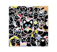 TPZORJX 50pcs calcomanías divertidas para gatos negro, calcomanías de vinilo impermeables para amantes de los gatos, botellas de agua, álbumes de recortes, teléfono