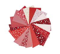 TPZORJX 50pcs Tela algodon Telas Patchwork, 10 cm x 10 cm tela de algodón paquete, Tela de Algodón de Navidad Telas Navideñas Patchwork, para Acolchado DIY para Manualidades de Costura(Rojo)