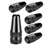 TPZORJX 6 Piezas Tapa de Válvula de Aluminio, en Negro,Tapas de Cubierta de Polvo compatibles con válvulas Presta,Francesas,Cubiertas de neumáticos para Tubos Bicicleta,Casquillos válvula Bicicletas