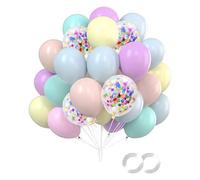 TPZORJX 60pcs Globos de Cumpleaños de Macarrón, helio Globos de Confeti, baloes para decoracion cumpleaños, Bodas, globos Baby Shower Niño, fiesta de revelación de género, 12 Pulgadas