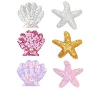TPZORJX 6PCS Pinzas para el Cabello de Concha de Estrella de Mar, Pasadores de Princesa, pinzas de cocodrilo,con Purpurina y Lentejuelas de Accesorios
