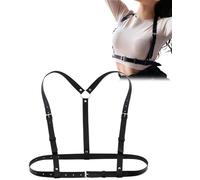 TPZORJX Cinturones,Punk Cinturón de Arnés de Cintura para Mujer Cuerpo de Cuero PU Cadena de Pecho Negro Chaleco Gótico Ajustable Cinturón Joyería Corporal para Rave Cosplay Disfraz