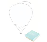 TPZORJX Colgante de doble corazón Layering Kette Damen Halskette Damen Kette Silber 925 mit Anhänger Hypoallergene Silberkette Damen Schmuck Geschenke für Frauen, Con caja de regalo Blauer-Rosa