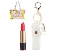 TPZORJX Mini bolsa para lápiz labial con espejo de amor, piel de poliuretano portátil, bolsa para lápiz labial de viaje, mini bolsa para lápiz labial con espejo de amor, blanco