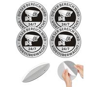 TPZORJX Pack de 4 Señales Videovigilancia,Redondas Autoadhesivas,Señale de Advertencia de Videovigilancia de Propiedad Privada,Señales de Advertencia para uso Interior y Exterior