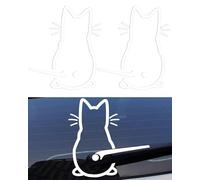 TPZORJX Pegatina de Coche,2 Hoja Pet Pegatinas para Coche Gato Adhesivo para Ventana de Coche Pegatina,Pegatina Gato Limpiaparabrisas,Divertido Dibujos Animados Gatito Calcomanía para Parabrisas