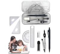 TPZORJX Set de Geometría, 7 piezas de Set de Matemáticas, Compases Matemáticas para estudiantes,Juego de compás Set,utilizados para dibujar, medir, modelos matemáticos,herramientas de aprendizaje