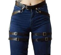 TPZORJX Sexy Punk Arnés de Cuero Cinturón de Vientre Sexy Con Cadena de Pierna Ajustable,Cadena corporal hawaiana,Gótico Negro Cuerpo Cadena Para Playa Rave Cosplay,Accesorios Joyería Para Mujeres