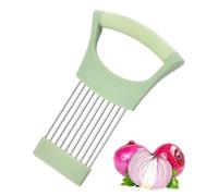 TPZORJX Soporte de Ceboll,Cortador de Cebolla Inoxidable,Ayuda de Corte con Funda Protectora para Carne,Cebollas,Patatas, Tomates,Limón(Verde)