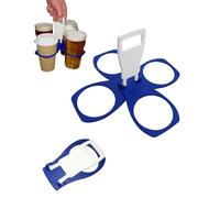 TPZORJX Support de transport pliable pour tasse, para café, bebidas, pintas, cervezas, tamaño de bolsillo resistente, reutilizable, fácil y seguro para bebidas calientes, posición de 3 o 4 tazas,azul