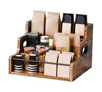 TQEBWUS Estante para Botellas De Licor | Organizador para Sirope de Café | Expositor Retro de Madera para Botellas de Whisky de 3 Niveles para Hogar Cocina Coleccionistas Aficionados Apartamentos