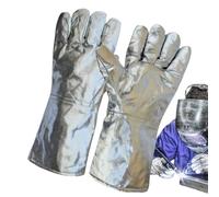 TQEBWUS Guantes Termoaislantes,Guantes Protectores con Láminas de Aluminio para Fundición | Mitones De Seguridad Para Cocina Metalurgia Fundicion Acero Restaurante