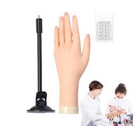 TQEBWUS Mano de Práctica para Uñas Acrílicas | Práctica Para Manicura,Con Gel Pegamento Y Ventosa Flexible Realista De Silicona Para Adolescentes Y Escuelas De Cosmetología