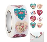 TQEBWUS Pegatinas Para San Valentín - 500 Unidades Etiquetas Decorativas Autoadhesivas,Rollo De Pegatinas De Amor - Para Bodas Fiestas Sobres Manualidades Scrapbooking Celebración Decoración