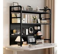 Tqertrtfxa Almacenamiento de Escritorio para Dormitorio,Librería Multifuncional de Dos Niveles,Ideal para el hogar, la Oficina o la residencia universitaria(BlackB,135CM/53.1in)