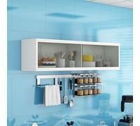 Tqertrtfxa Armario de Pared/Almacenamiento para Cocina (Estrecho, Puertas correderas);Vitrina Pared Madera Maciza con Cristal;Almacenamiento para(White,120cm/47.2in)